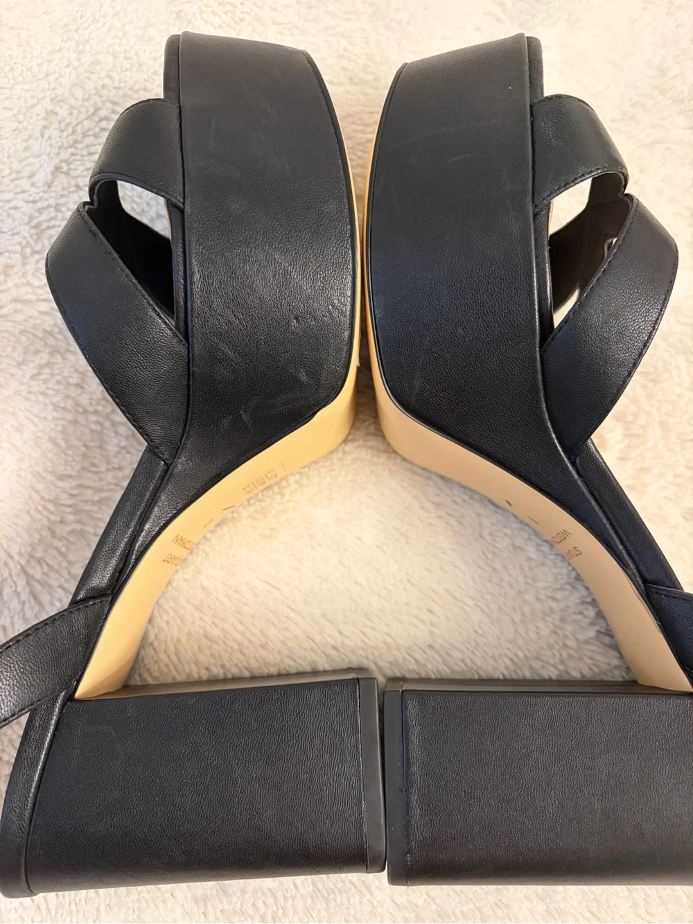 NEW Stuart Weitzman 9 Miami Platform Sandal block heel black open toe leather